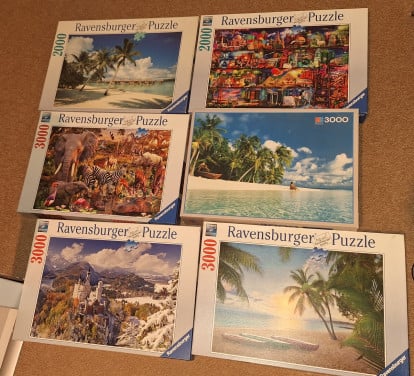 6 Ravensburger puzzels (2000–3000 stukjes)