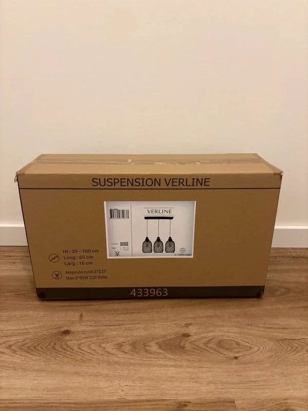 Suspension Verline hanglamp zwart 3-lichts nieuw in doos