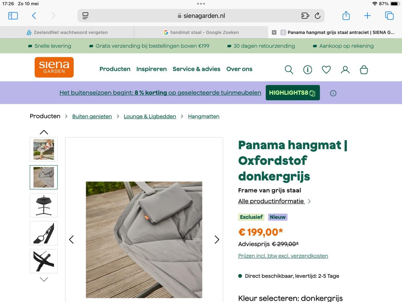Hangmat - staal voet