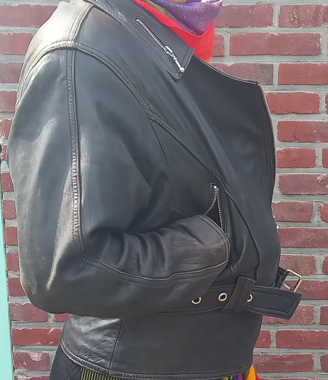 Lederen biker jasje