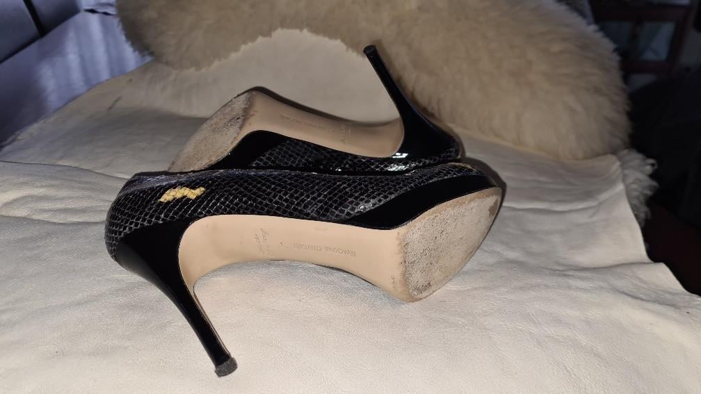 Luciano Padovan: Fraaie high heels zwart reptiel maat 41
