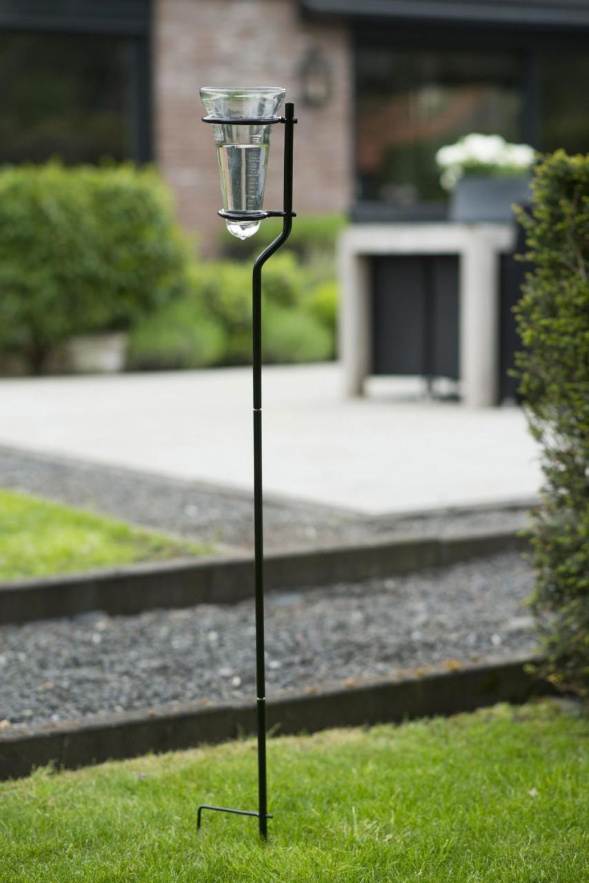 Glazen regenmeter op RVS steel Nature stevig en sterk