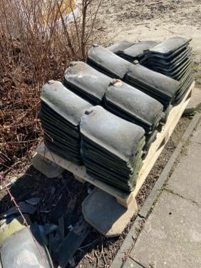 Oud Hollandse dakpan handvorm blauw gesmoord