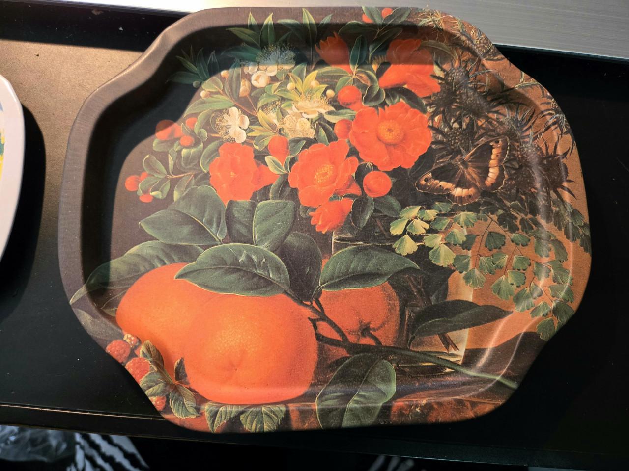 Set van 3 vintage metalen dienbladen, 19.5 x 16 cm