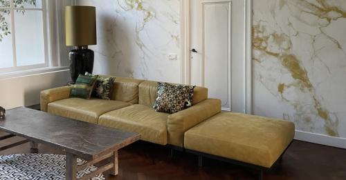 Bankstel 3 zits Africa Leder + bijpassend Hocker