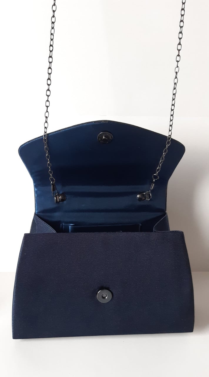 Bulaggi clutch - Schoudertas - Satijn- Glitter - Donkerblauw