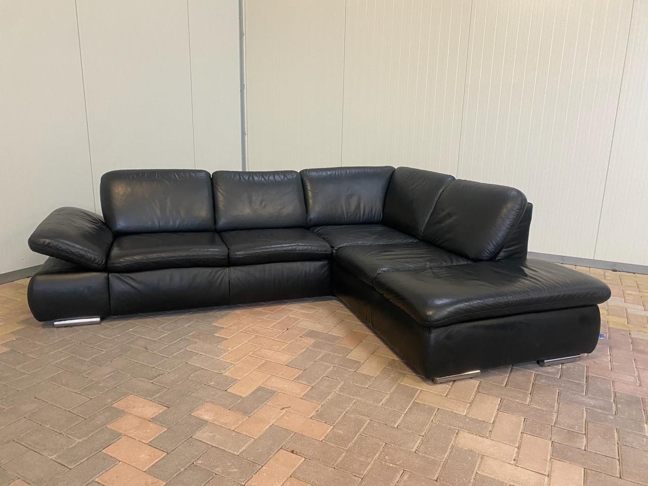 GRATIS LEVERING HEEL NL Mooie Zwarte Echt Leer Hoekbank