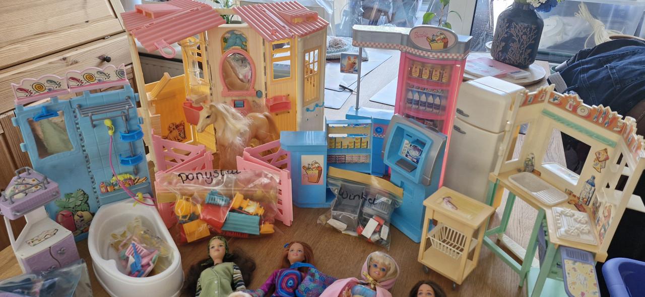 Doos vol Barbie poppen/spullen