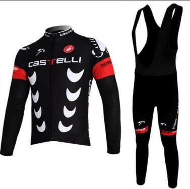 Castelli rood/zwart rep winterset met thermal fleece