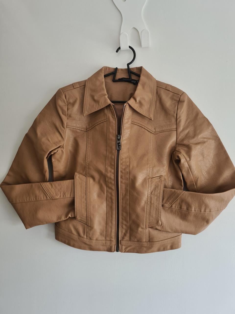 Beige, bruin PU leer jackje Frankie & Liberty  Mt 146-152