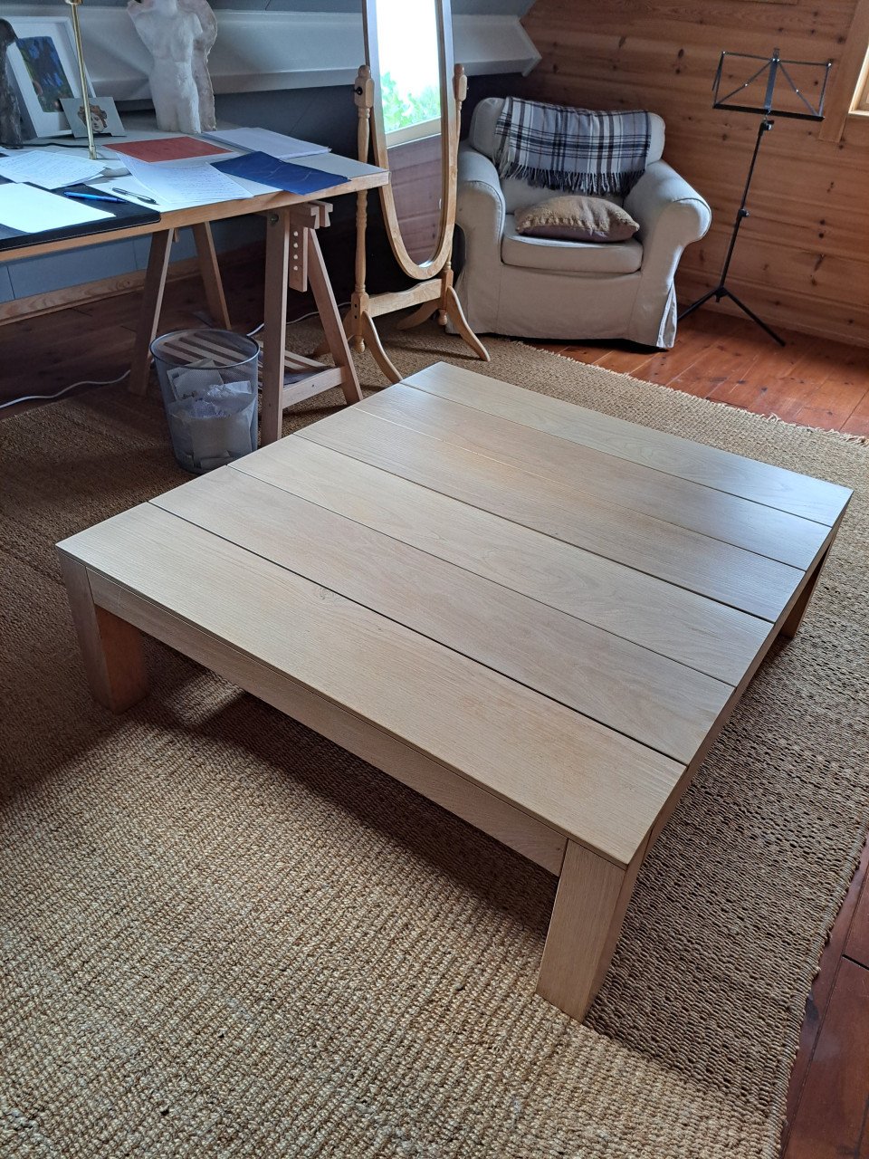 Gelakte massief eiken salontafel
