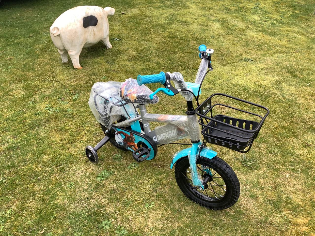 Nieuwe 12 inch kinderfiets :Sumengqi met zijwieltjes en handrem.