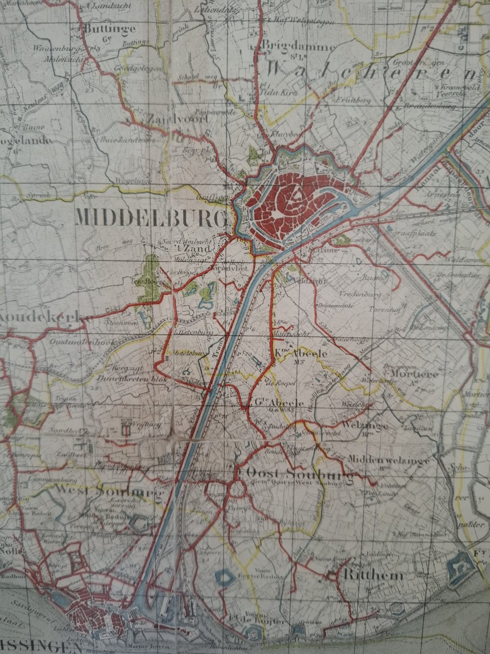 Topografische overzichtskaart van Walcheren en Breskens– situatie 1912 –