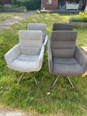4 grijze comfortabele eetkamerstoelen