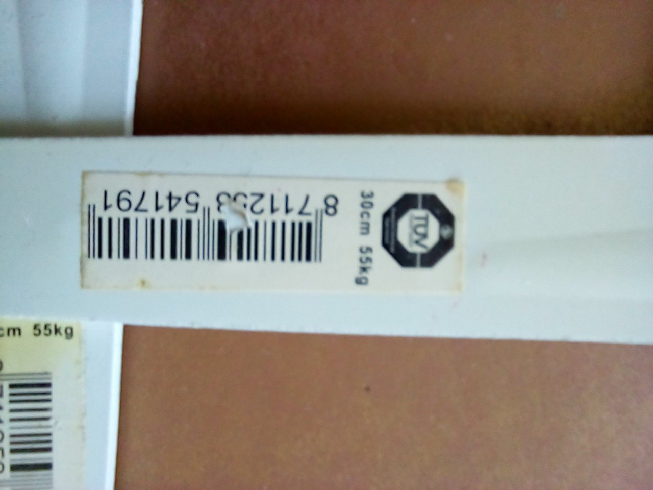 4 x Plankdrager van Duraline systeem: 30 cm/55 kg/wit.