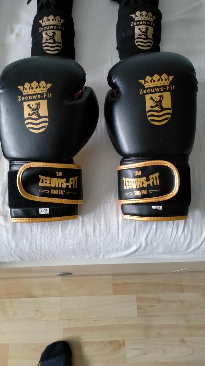 Kickboks setje/ bokshandschoenen en been beschermer