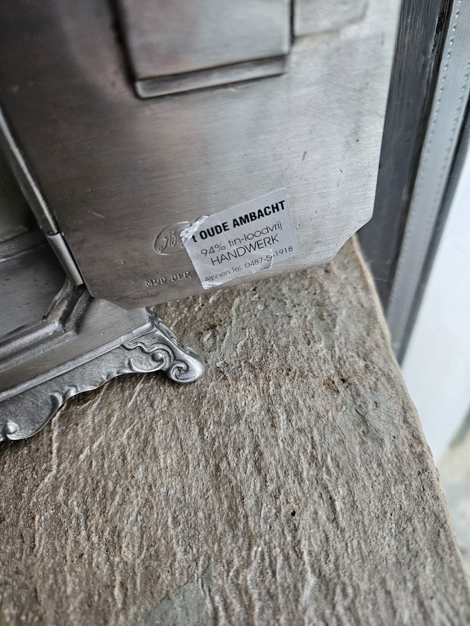 Mooie vintage tinnen tafelklok, Royal Selangor, junghans uurwerk....
