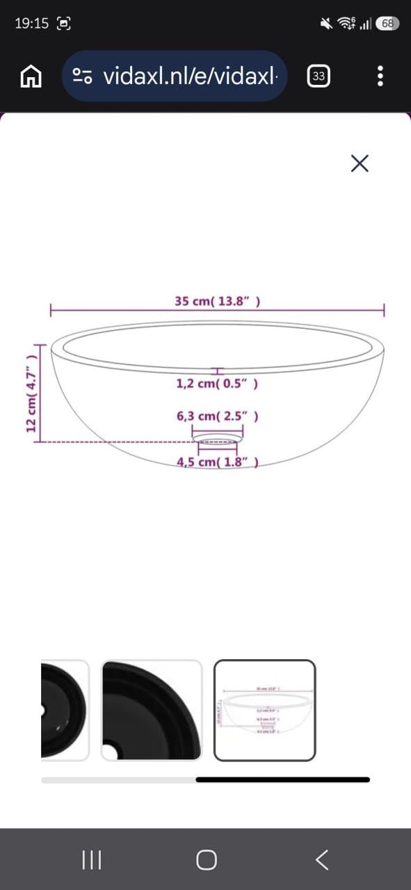 Zwarte waskom nieuw in doos