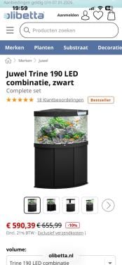 Juwel hoekaquarium 190 liter
