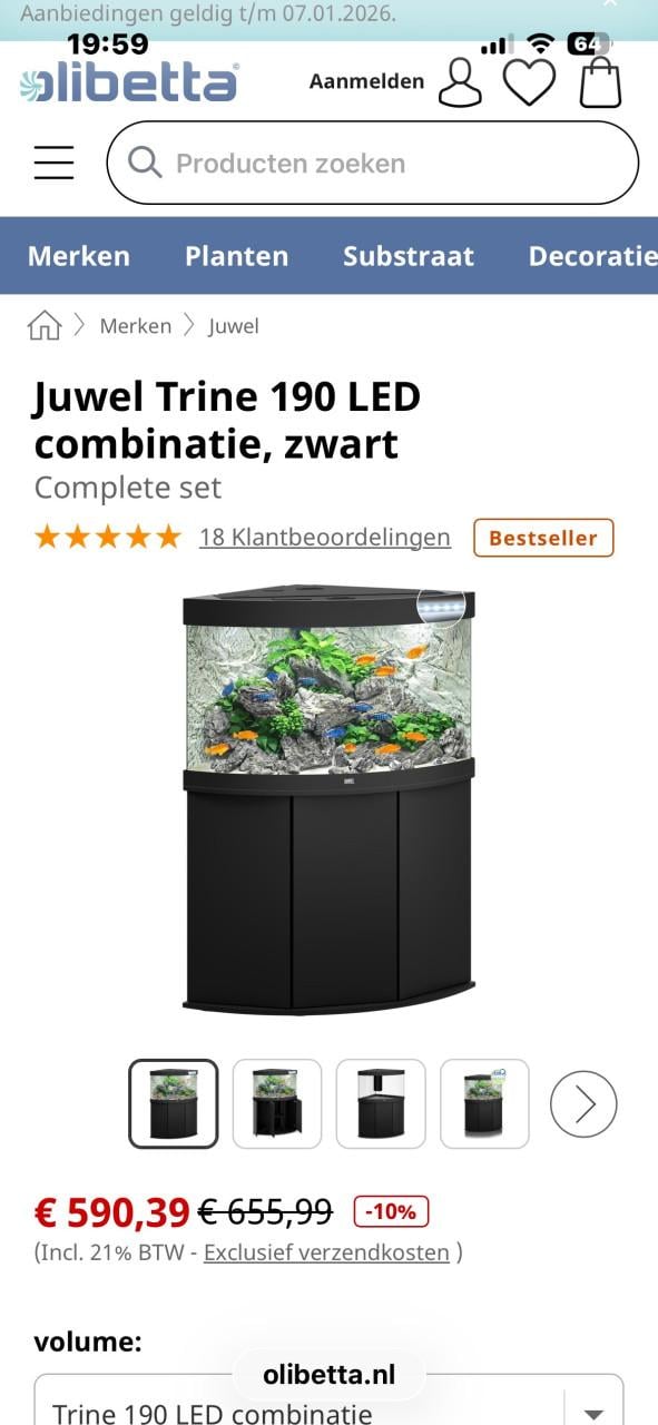 Juwel hoekaquarium 190 liter