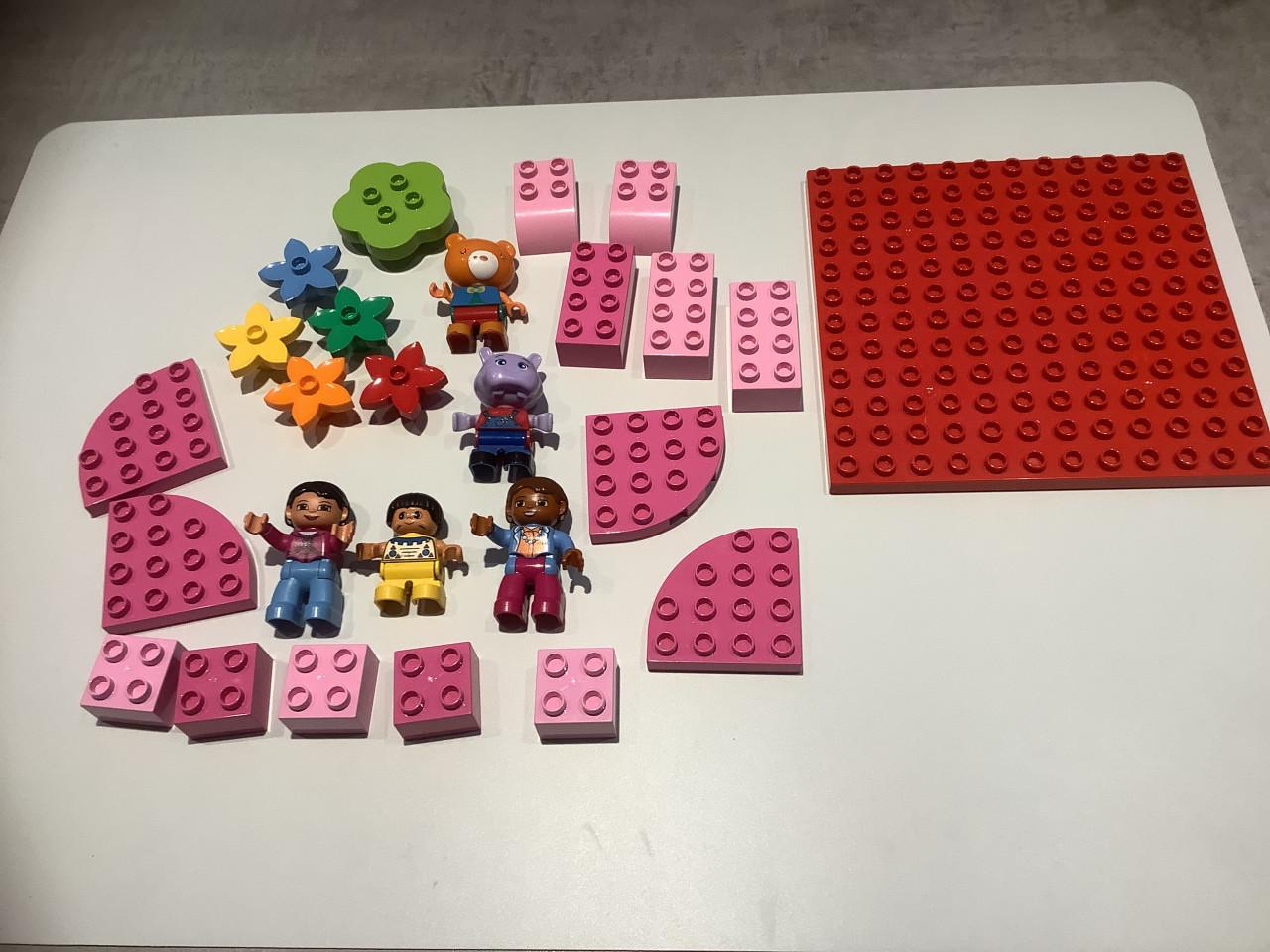 Duplo Set: Poppetjes, Dieren, Bloemen, Blokjes, Bouwplaatje