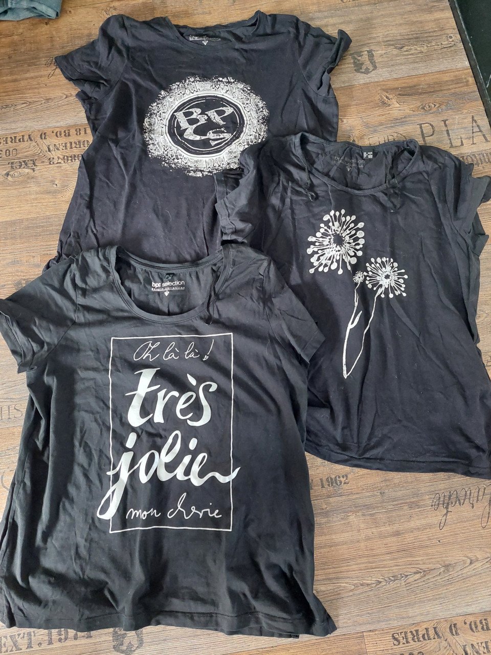 3 zwarte Bonprix damesshirts mt 44/46