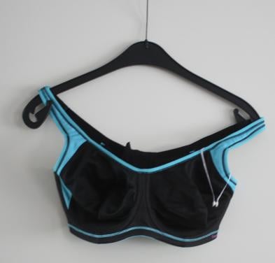 Zwart-blauwe  sport bh maat 75 cup G met beugel
