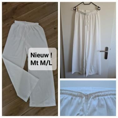 Nieuwe witte wijde zomerbroek  Maat M/L