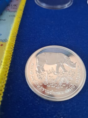 Zilveren munt neushoorn fdc