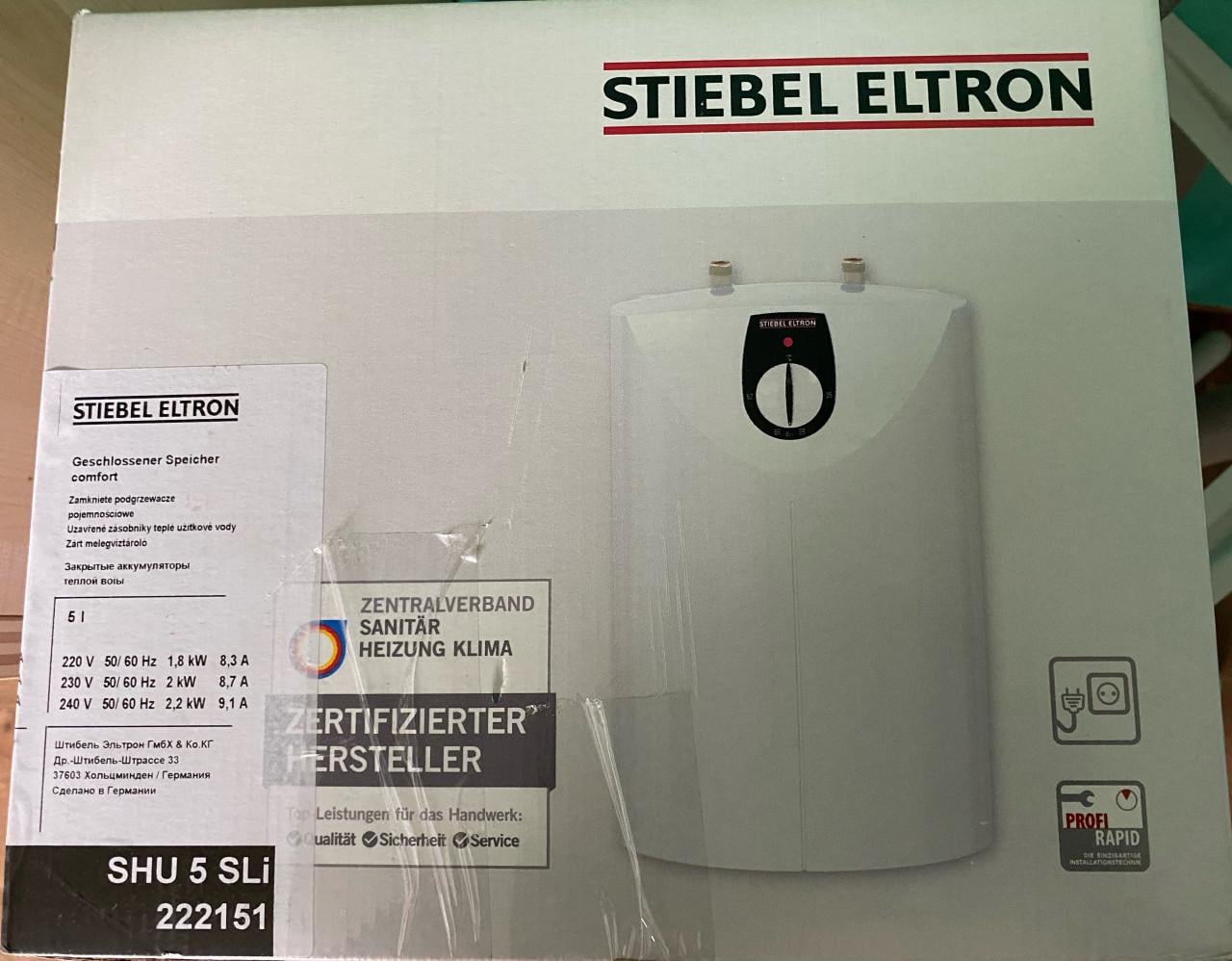 Stiebel Eltron boiler 5 liter
