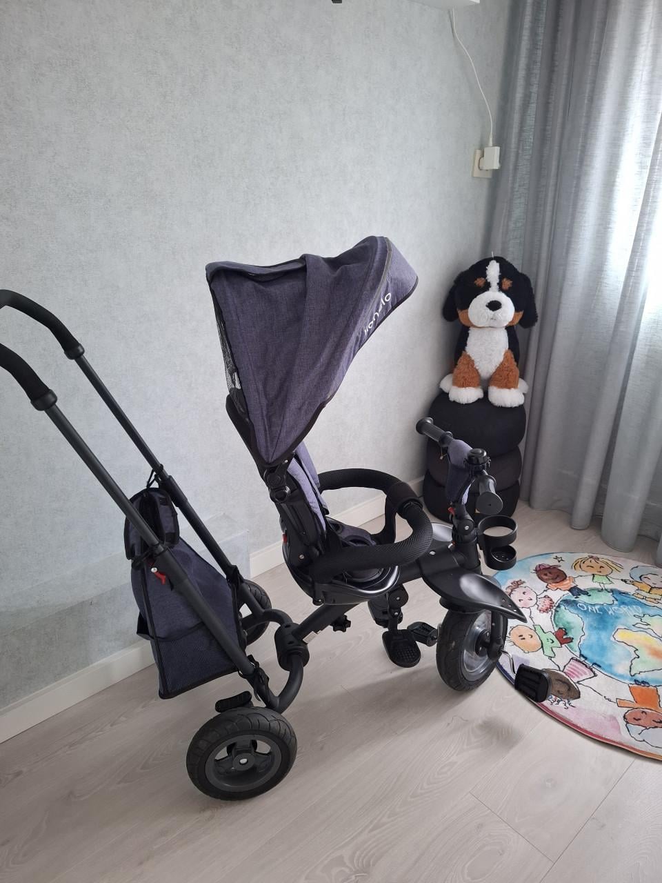 3 in een fiets/ wandelwagen