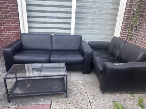 Gratis echt leer zwart 3 zitjes en 2,5