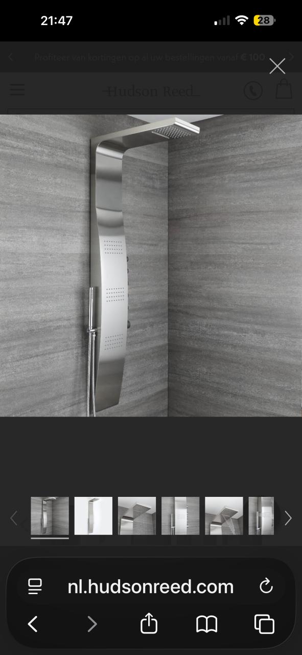 Hudson Reed douche paneel RVS