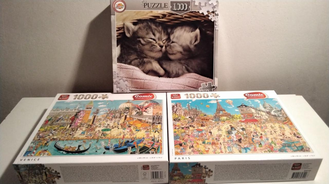 50 puzzels, 1000 stukjes per puzzel