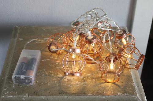 Licht snoer met metalen koperkleur lampjes