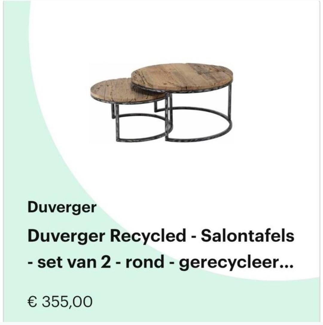 2 houte salontafeltjes Set van twee ronde salontafels, merk Dusverge