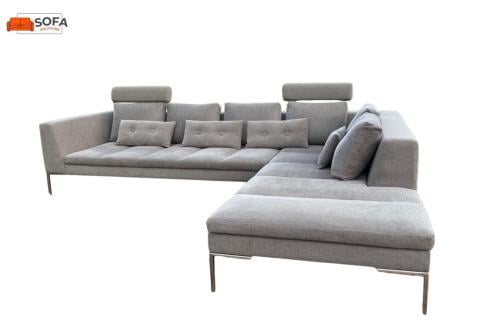 Montel grijze stoffen hoekbank– Gratis Levering NL