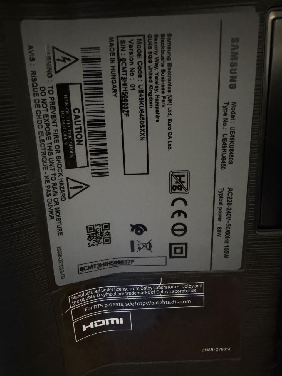 Samsung Smart tv 49” met defect