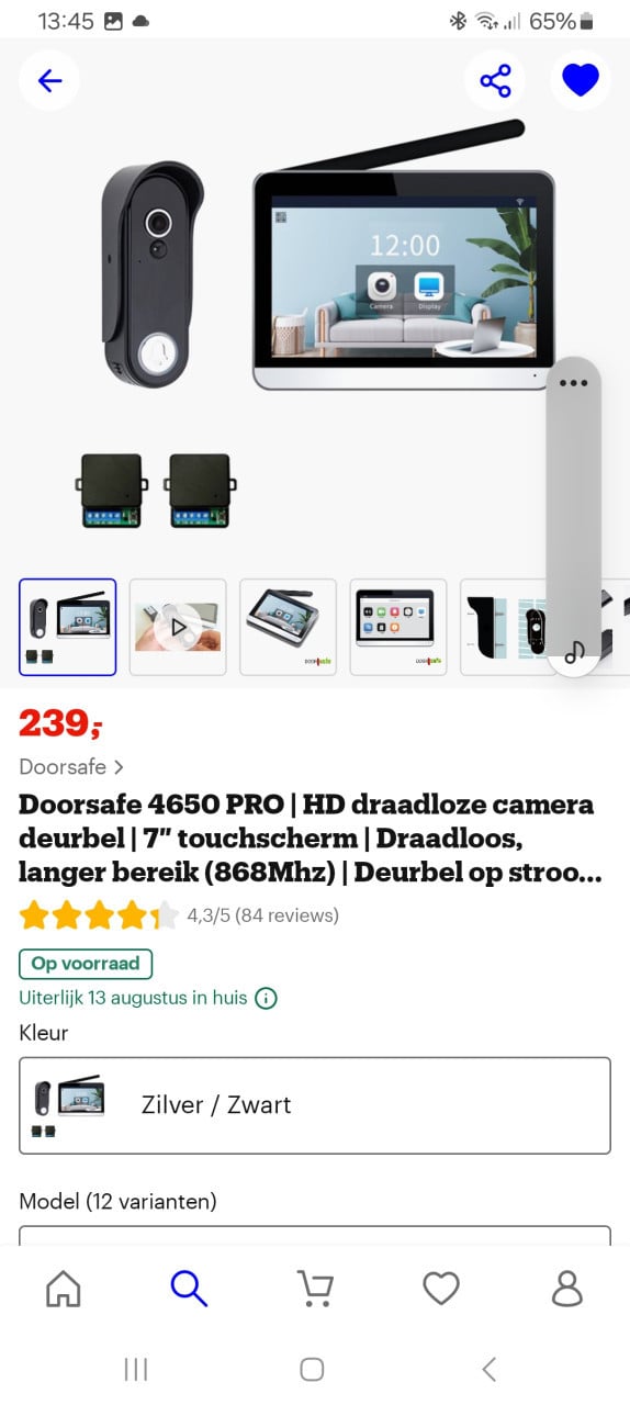 Doorsafe Deurbelcamera met 7" touchscherm