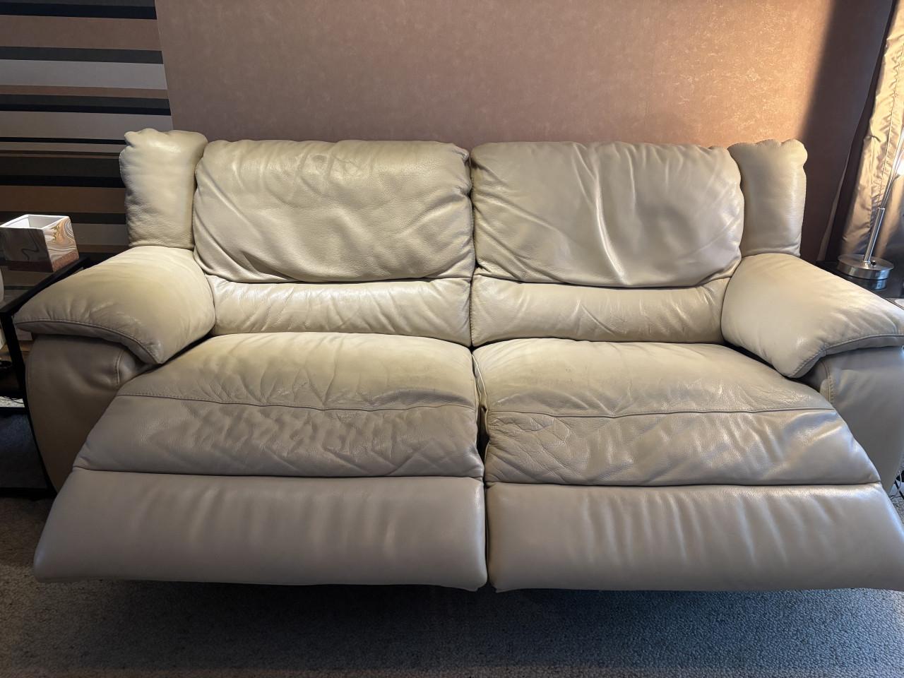 Crème leren elektrische 2,5 zitbank