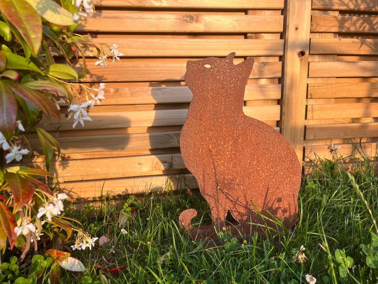 2 grote metalen katten voor tuin