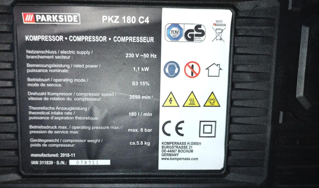 Parkside draagbare luchtcompressor compressor
