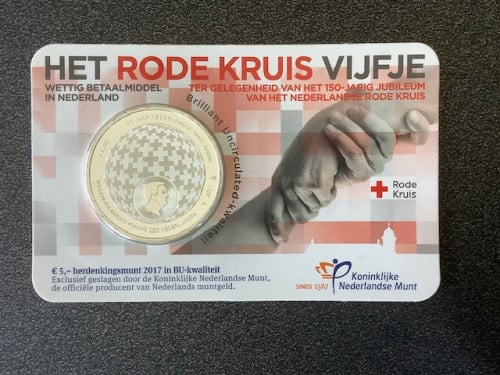 Coincard Het Rode Kruis Vijfje 2017 in BU-kwaliteit.