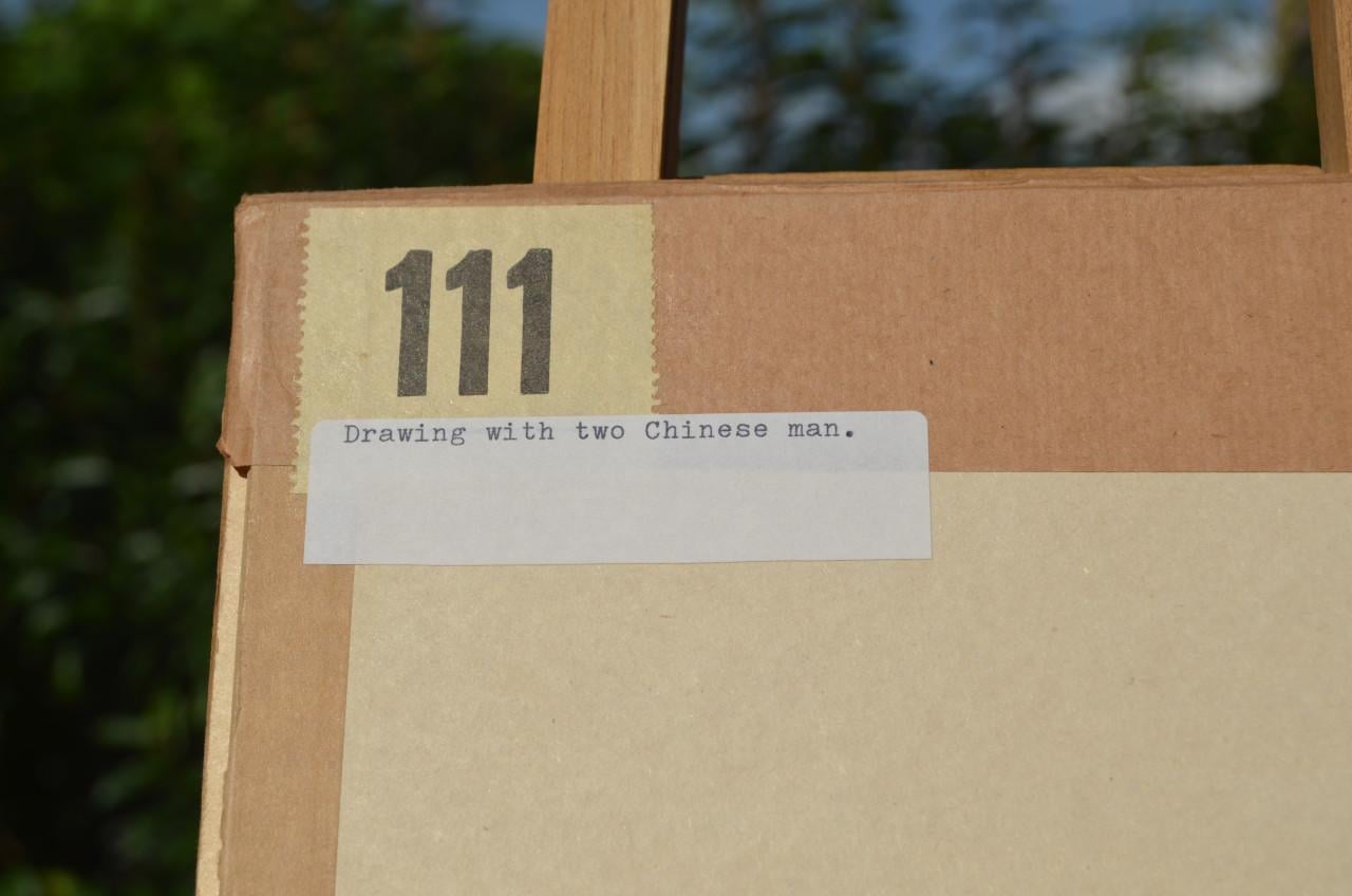 Mooie Chinese tekening ca. 1900 (7) deels geinkt.