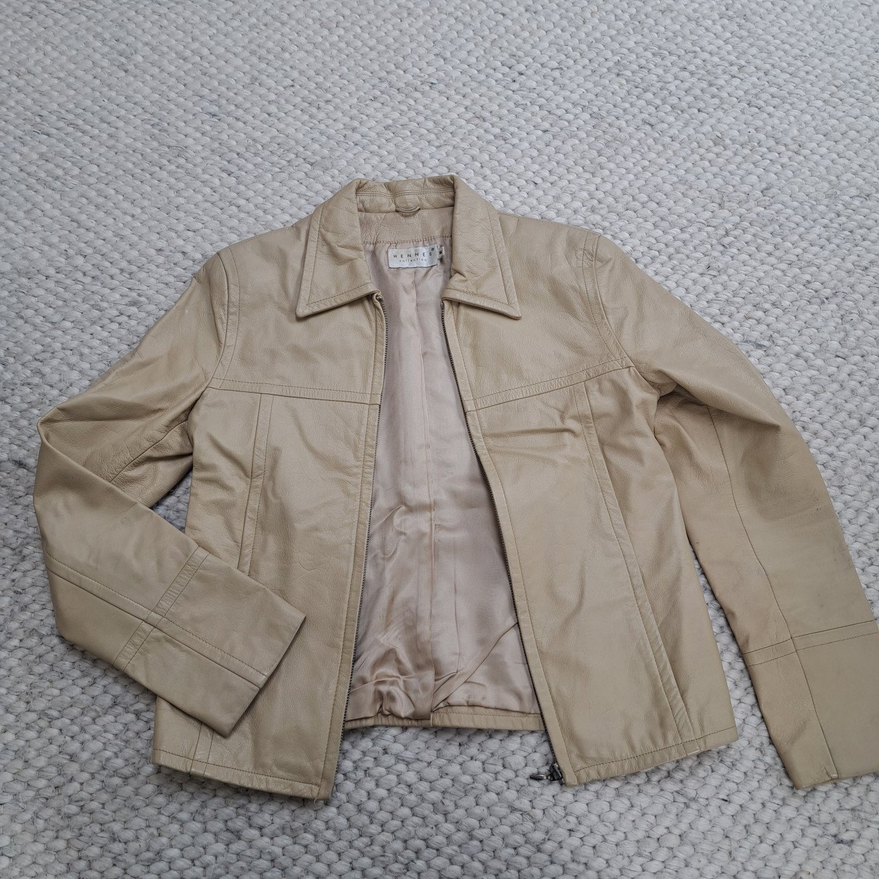 Leren damesjasje beige maat 36