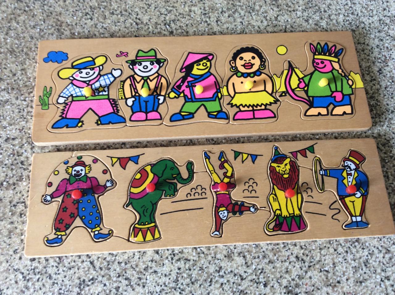 3x houten knoppuzzel.