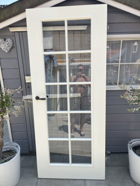 Binnendeur met 10 glazen ruitjes te koop