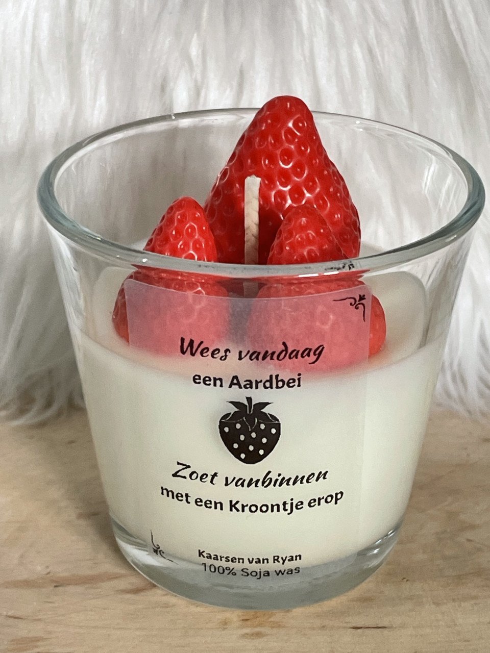 Geurkaarsen in glas met tekst