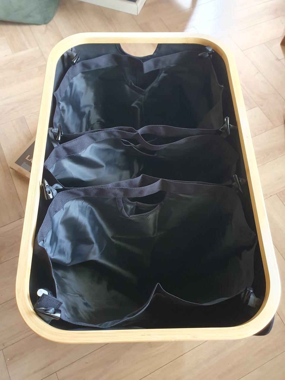 Bayt wasmand 3 vakken 160L • wassorteerder • zwart • nieuw