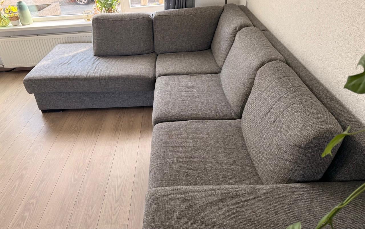 Hoekbank stof antraciet